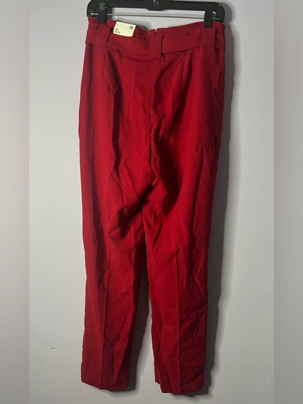 EXPRESS 🔥 Deep Red High-Waist Paperbag Tie Pants - Women - Picture 3 of 4